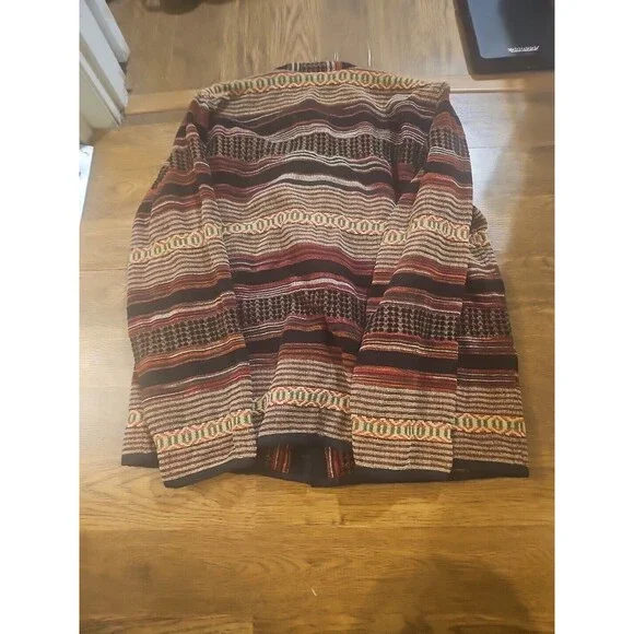VTG 90s FLASHBACK Tapestry Southwest Aztec Blanket Button Jacket Women's Large - Picture 7 of 7